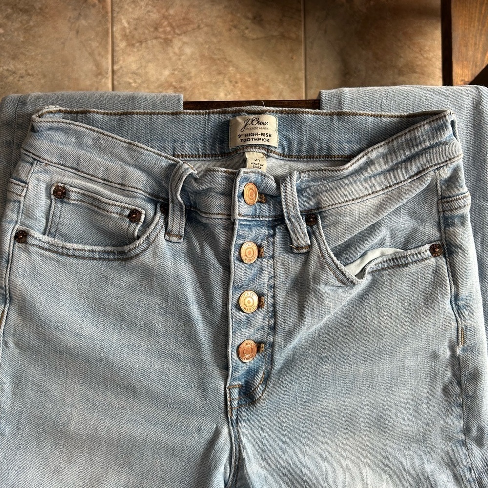 J. Crew High Rise Toothpick Skinny Jeans Button Fly